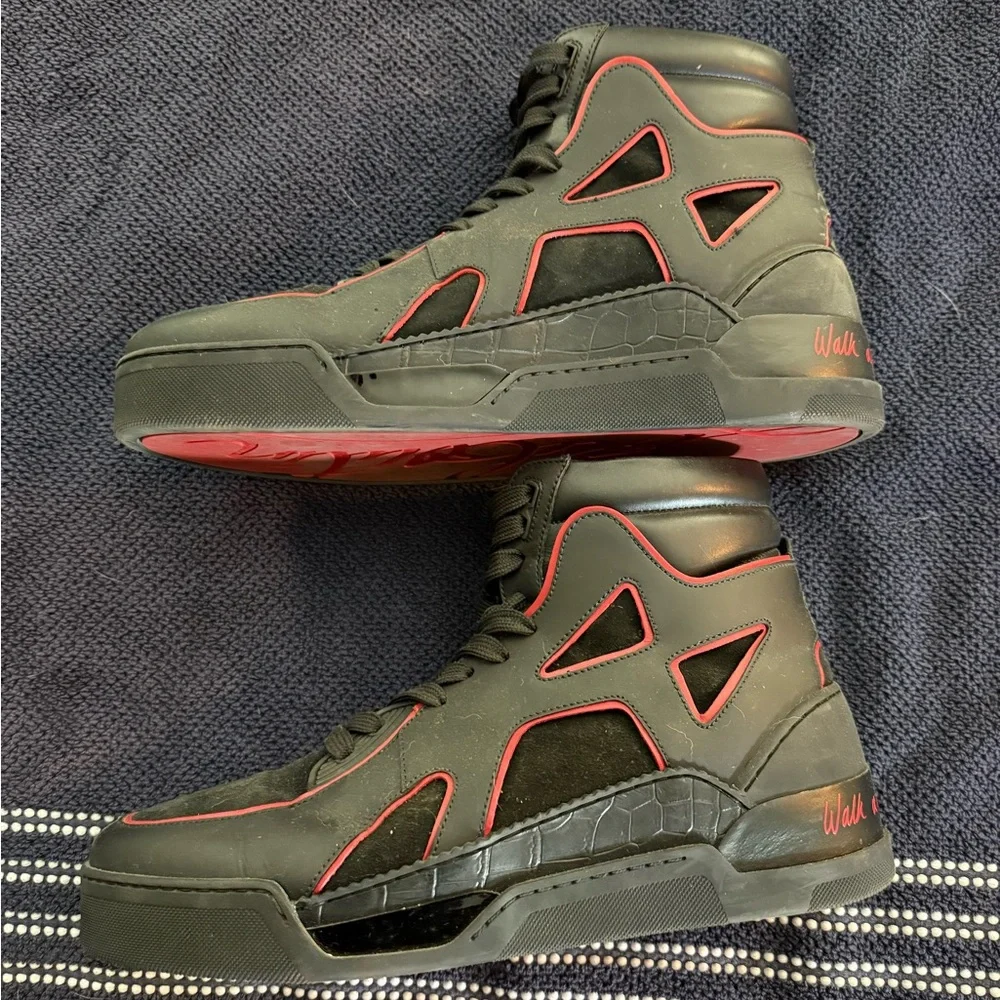 Christian Louboutin Black and Red Sneakers with Chunky Sole - Picture 2 of 7